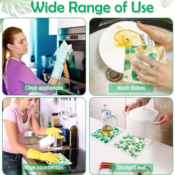 NEW Set of 8 Swedish Dishcloths - Leaves, Ivy & Plant - Reusable, Biodegradable - Picture 6 of 6